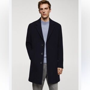 Wool Cashmere Joseph Abboud pea  Black coat size 46 Timeless Academia business